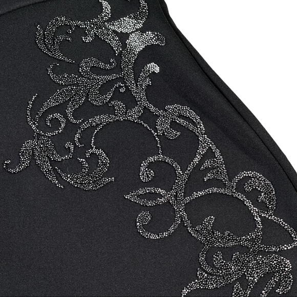 G by Guess NWT size small black strapless mini dress with silver swirl designs - Picture 3 of 11